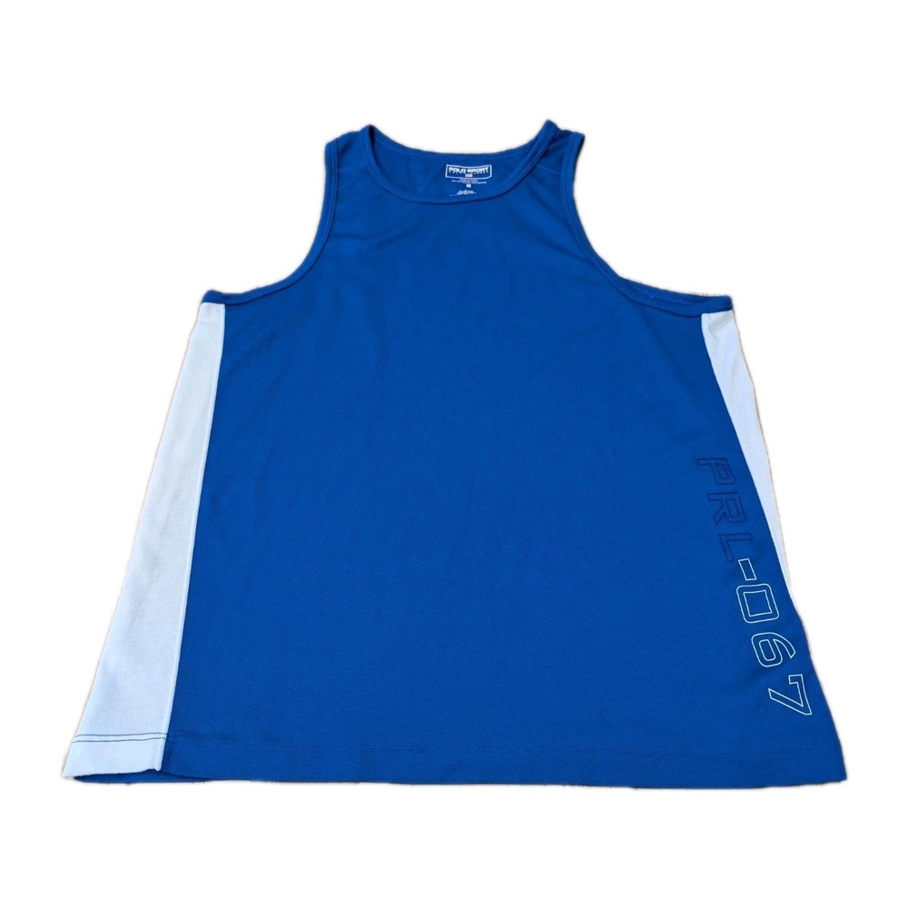 Polo Sport Ralph Lauren Blue Tank Top Mesh Polo 67 Basketball Mens Medium PRL067